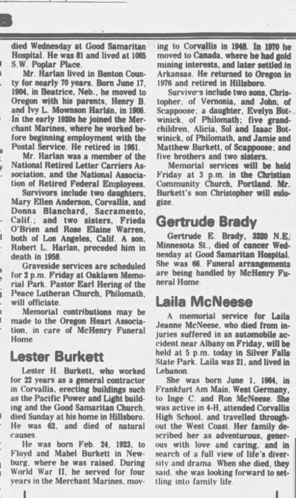 Clipping from Corvallis Gazette-Times